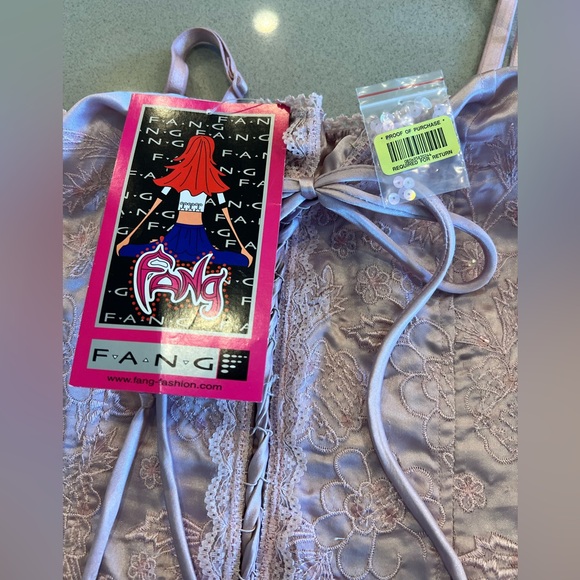 Fang Vintage Pink Lace-Up Camisole Top with side zipper & Adjustable straps SZ M - Picture 7 of 16